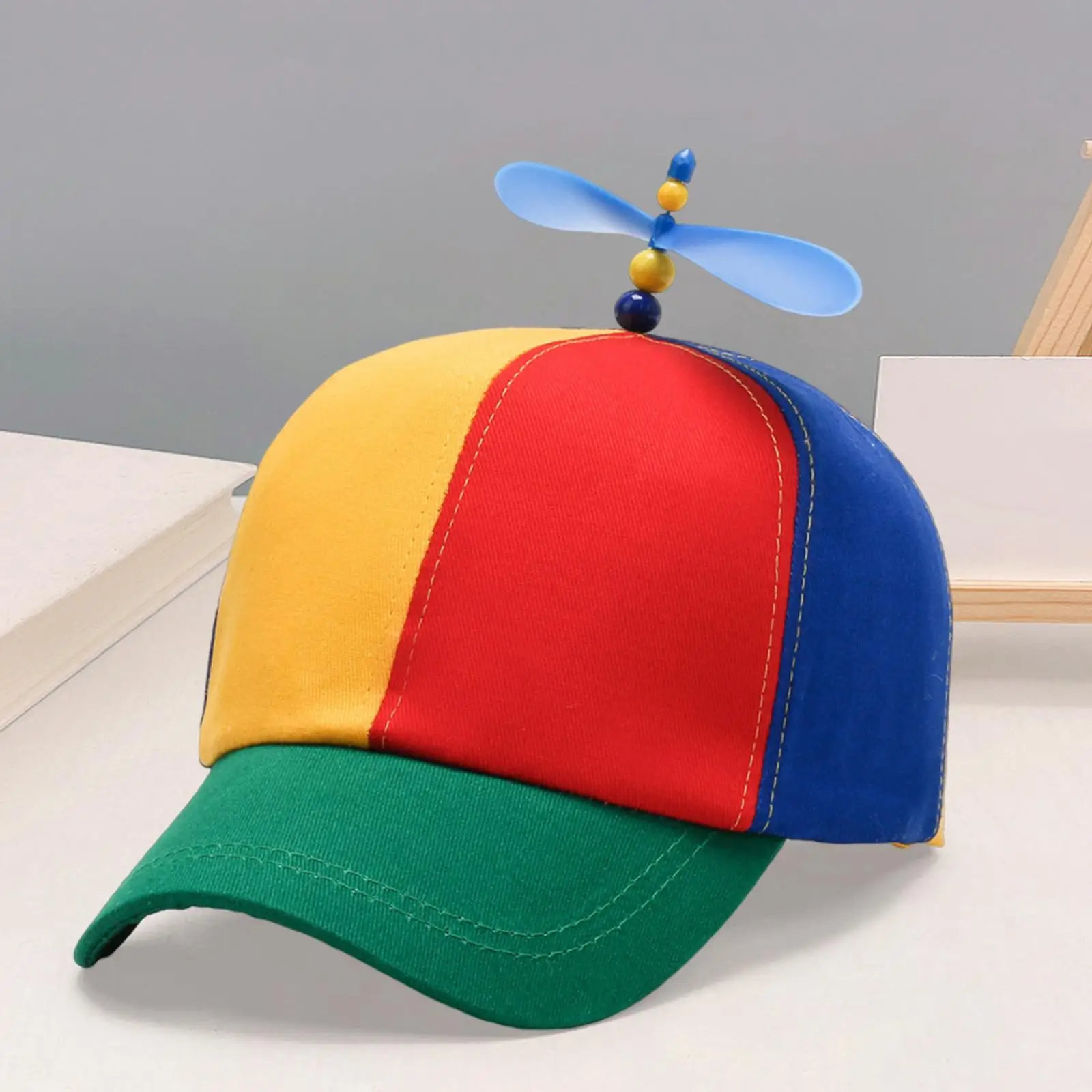 Colorful Propeller Hat, with Propeller On Top Funny Fashion Spinning Propeller Ball Hat Baseball Hat for Travel Sports Adult