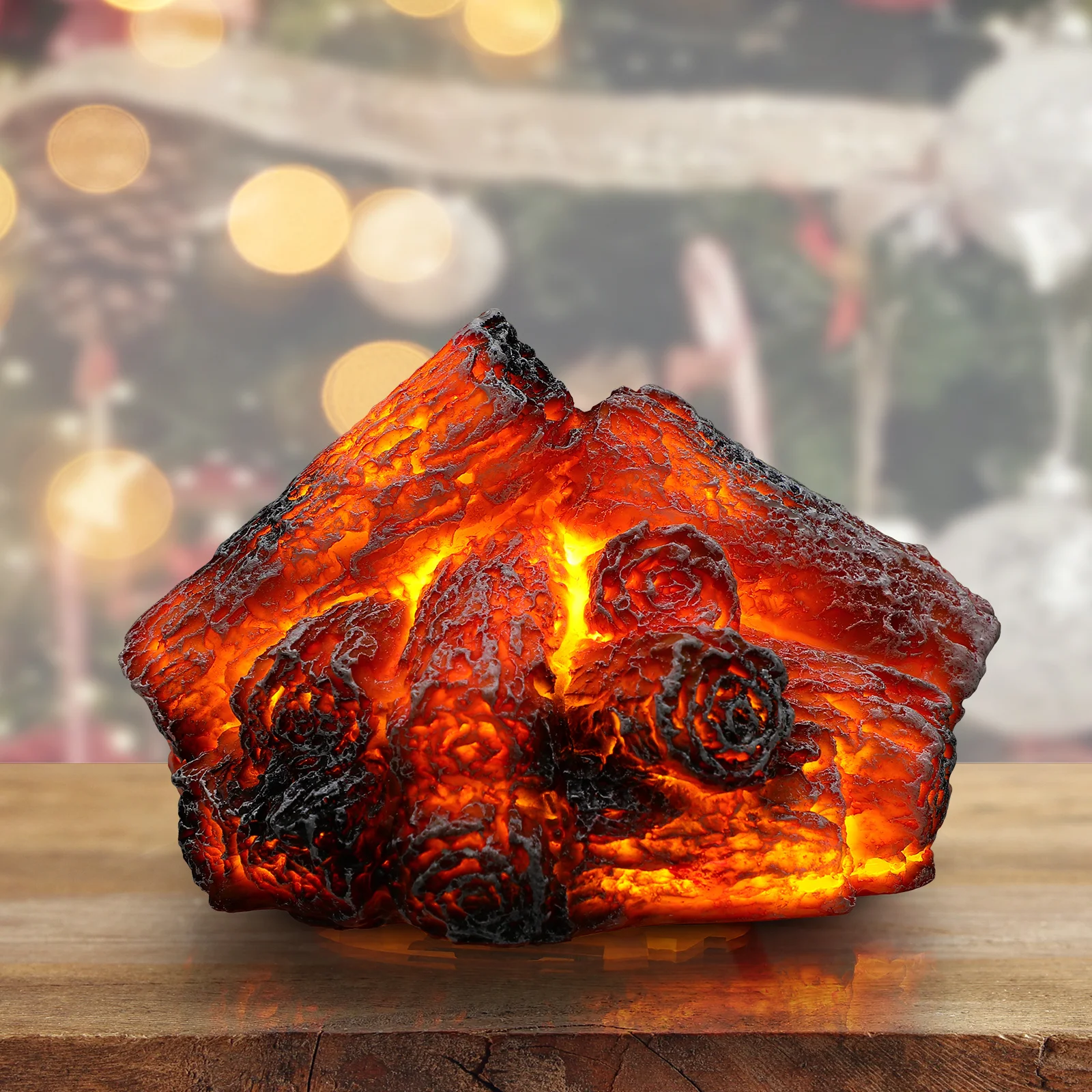 LED Resin Fake Fire Lamp USB Powered Realistic Charcoal Flameless Campfire Light Christmas Halloween Night Light Home Decor