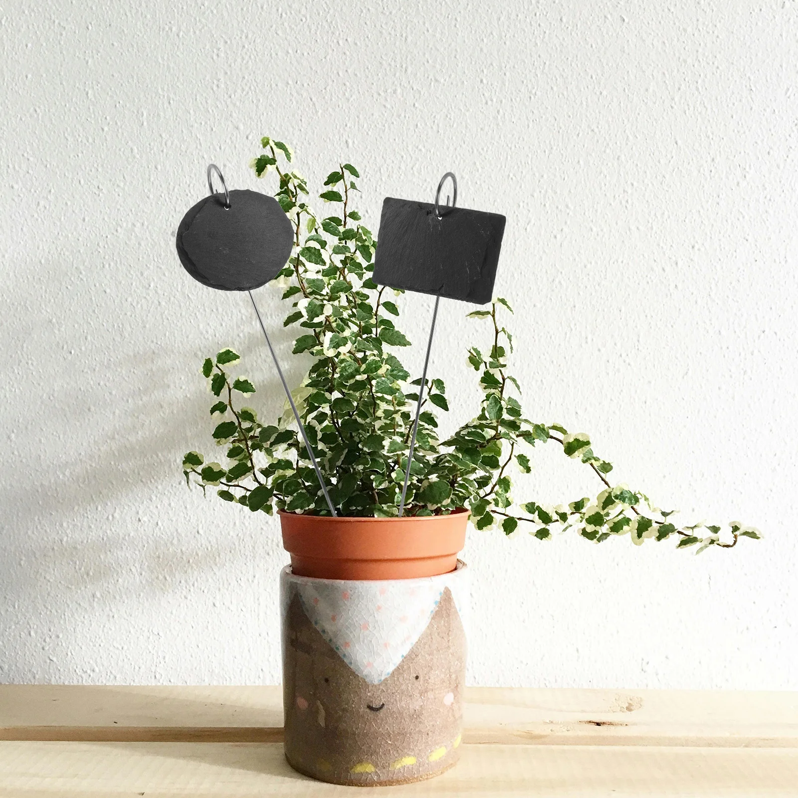 

2Pcs Plant Markers Weather Resistant Natural Stone Stainless Steel Garden Label Stakes Outdoor Indoor Reusable Plant