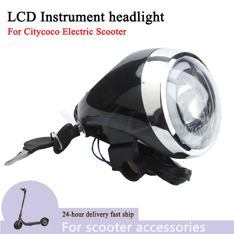 LCD Instrument Für Citycoco Elektrische Roller Angel Eye 48V Geschwindigkeit Power Meter Zubehör Scheinwerfer Schlüssel Elektrische Schloss Kit