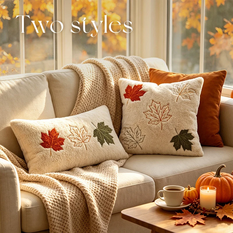 30X50/45X45CM Autumn Throw Pillow Cover Maple Leaf Festival Stamping Waist Cushion Cover Decor Home Decorative Pillowcase