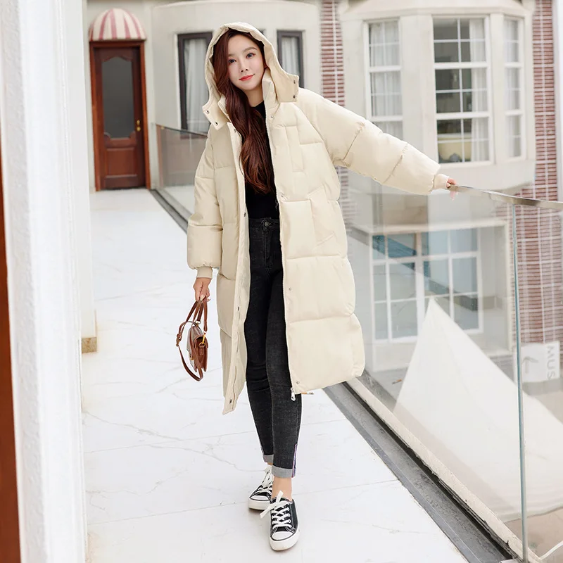 

Long Knee-length Winter New Cotton-padded Jacket Women Fashionable and Warm Loose Down Women Thickened Cotton-padded Coat