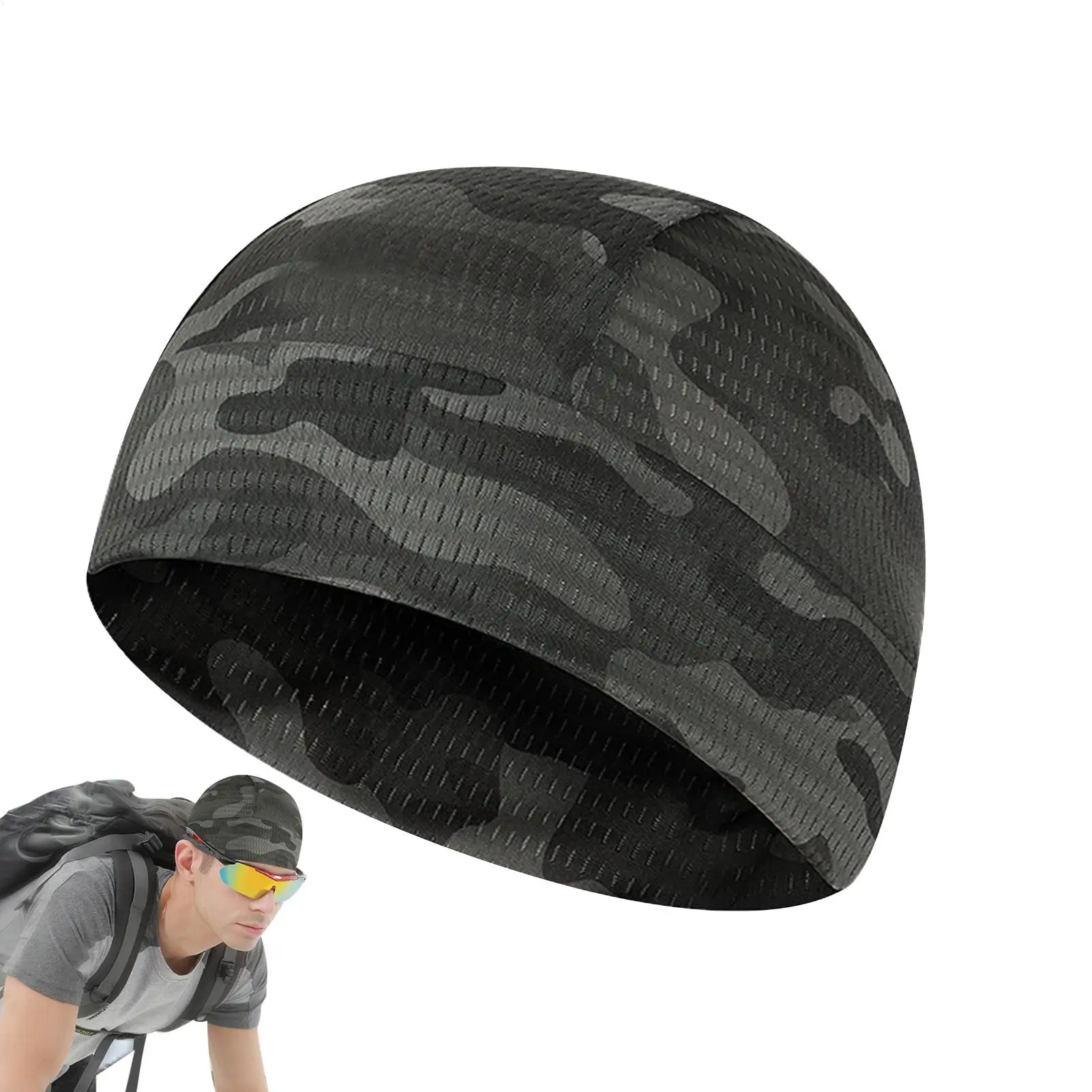 Lightweight Breathable Skull Beanie, Sun Shield Head Liner, Elastic Close Fitting Head Wear for Running Riding Outdoor Travel