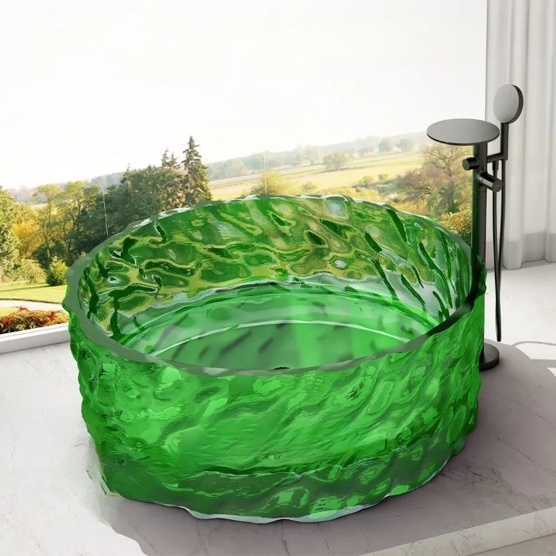 

Cross-border 1.5 meters round transparent resin bathtub hotel bed and breakfast color transparent bathtub