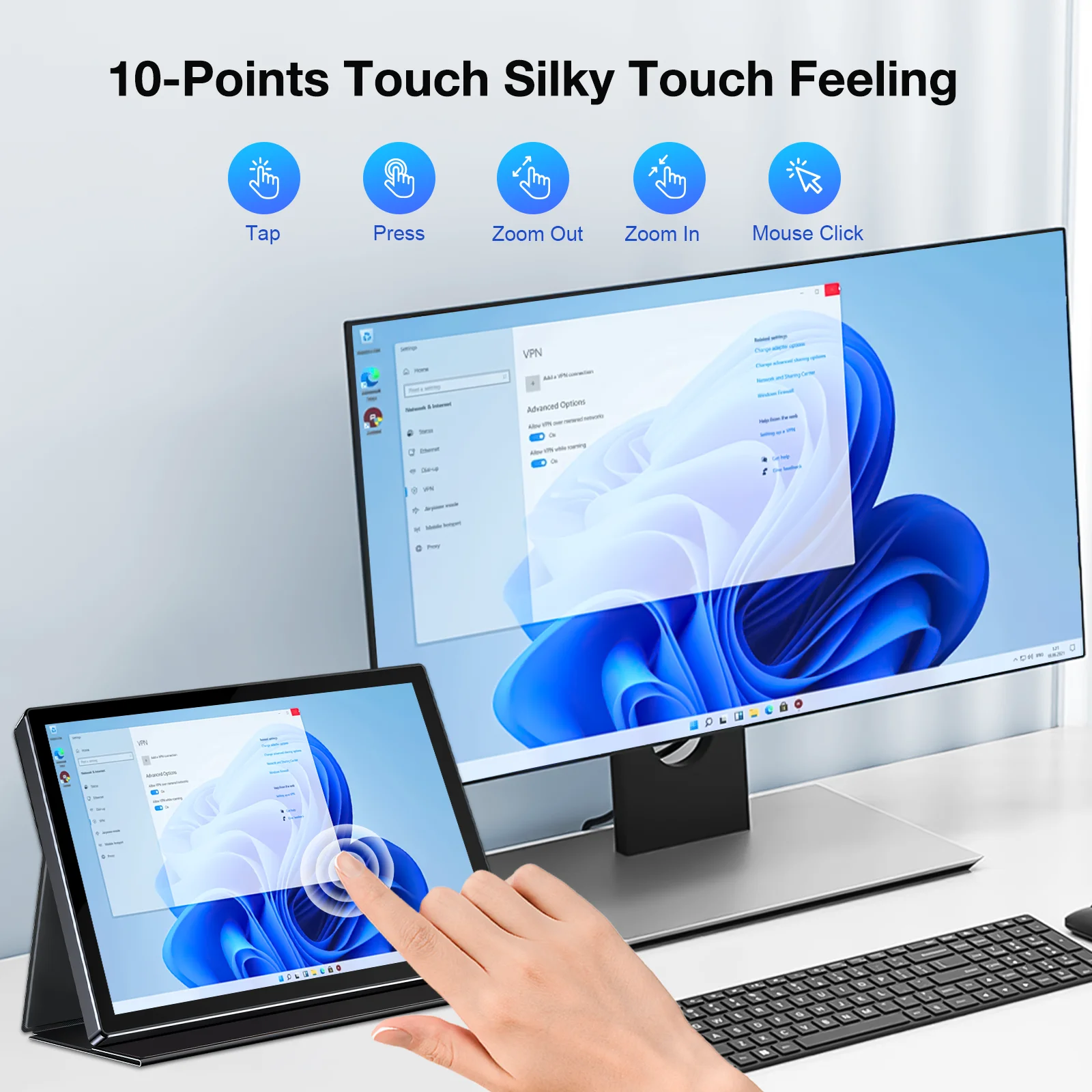 Unew 10.1 inch 1920x1200 16:9 60Hz Touch Screen Portable Monitor for Laptop CCTV Car Computer Display with 75*75mm VESA Type-C - Image 4