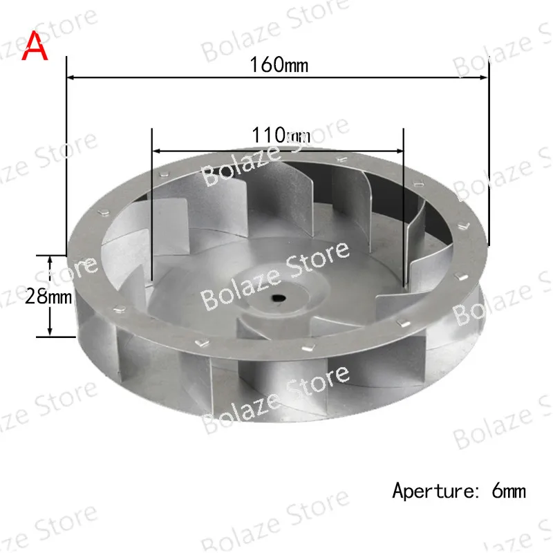 Centrifugal Vane Motor Blades Fan Impeller Shaft Aluminum Blower Fan Small Blade Wheel Multivane Impeller