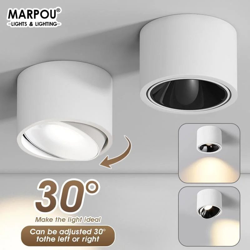Luz LED empotrable antideslumbrante de 3 capas, 7W, ángulo ajustable, foco montado en superficie, agradable para la vista, para iluminación interior de dormitorio familiar