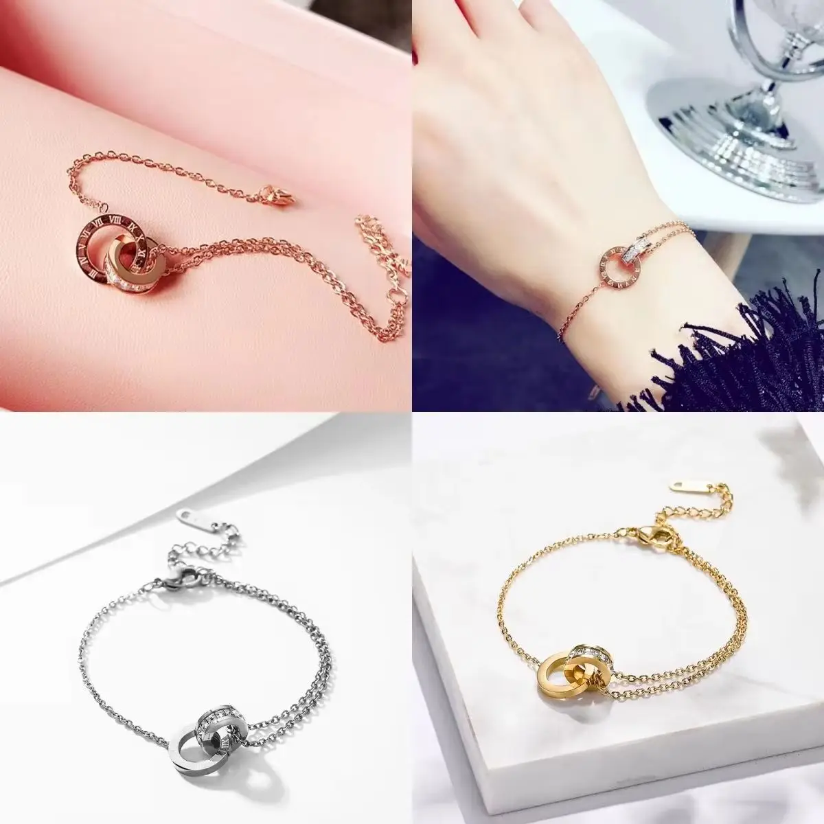 

Titanium Steel Number Link Bracelet Gold Silver for Women Office Hand Jewelry Gifts Wholesale