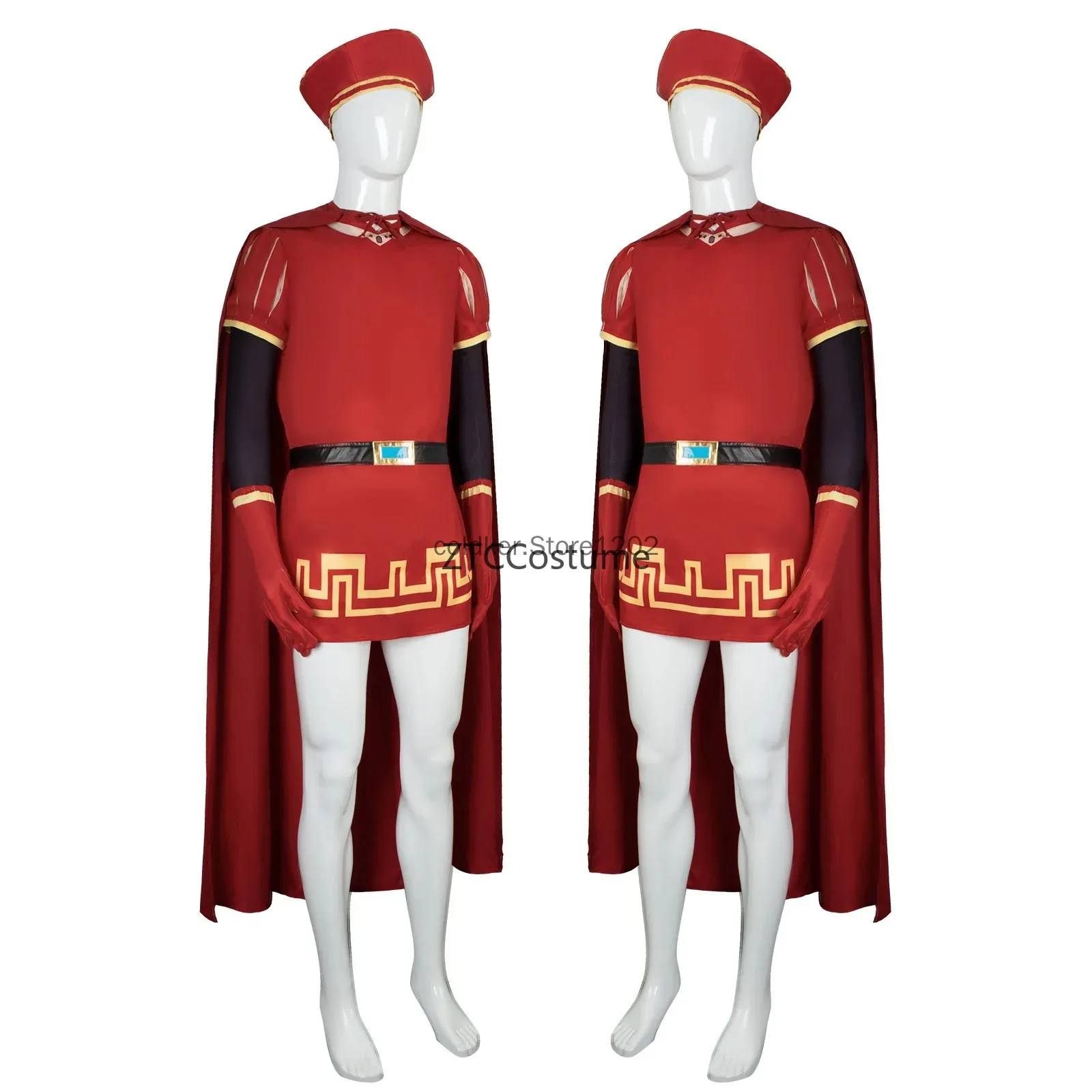 Lord Farquaad Cosplay Costume Adult King Hat Red Cloak Halloween Monster Carnival Stage Performance Outfit - view 3