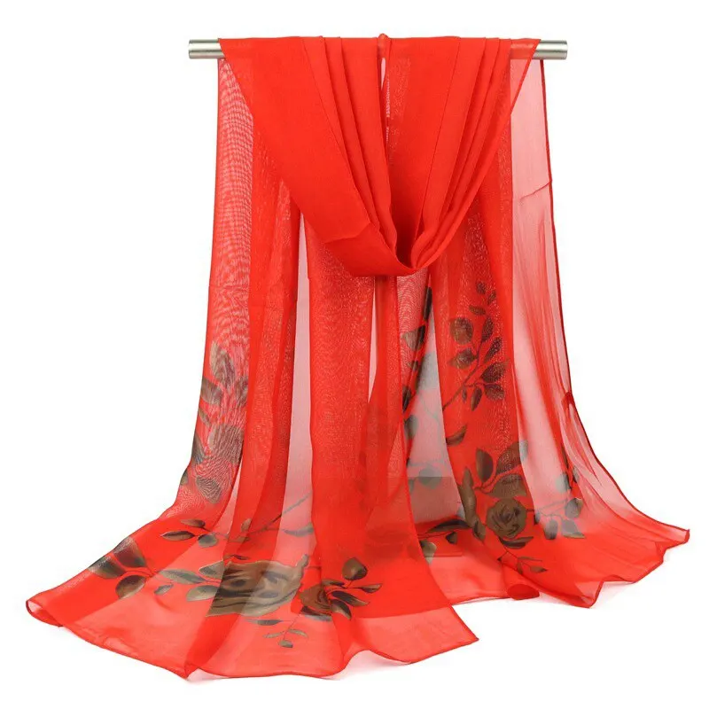 Fashion New Chiffon Silk Scarf Floral Printing Scarf Shawl Travel Vacation Sunscreen Scarf Shawl For Women