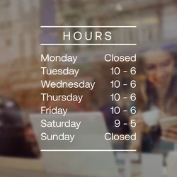 OPENING HOURS | Modern Simple Design | Shop Owner Open Closed | Window Door Vinyl Sticker Decal | Type 8