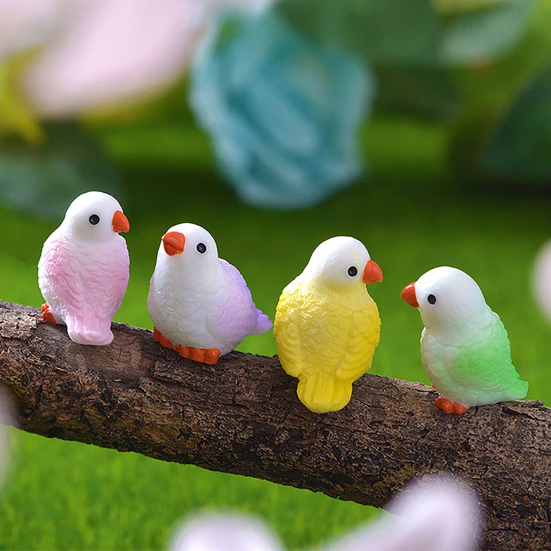 1pc Cute Parrot Figures Miniature Animal Figurine Mini Fairy Garden Micro Landscape Aquarium Fish Tank Statue Resin Crafts