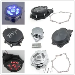 for Yamaha YZF-R6 2006-2022 Black Left Side Bule LED Engine Stator Cover See Through Aftermarket Motorcycle Parts