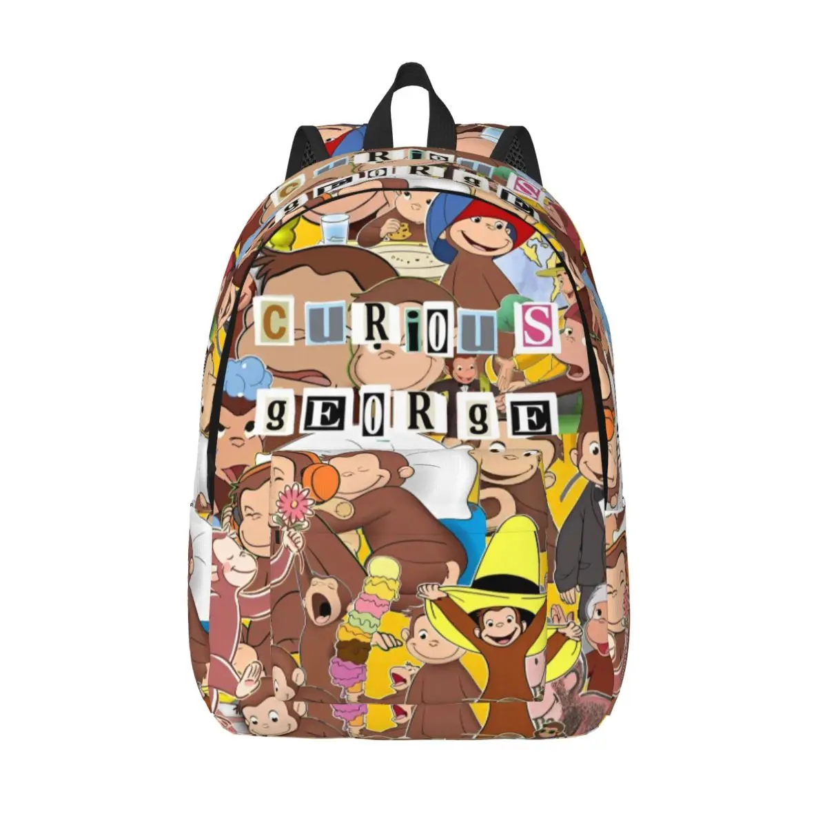 

Curious George Monkey Anime Backpack for Men Women Casual High School Hiking Travel Daypack Laptop Computer Canvas Bags Outdoor