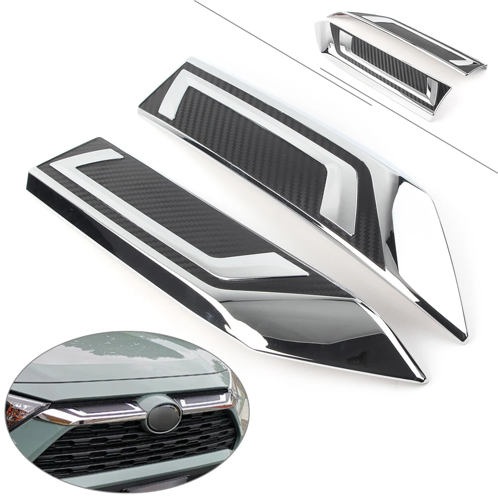 

2Pcs ABS Car Front Center Mesh Grille Radiator Decor Cover Trim For Toyota RAV4 2019 2012 RAV 4 19 20