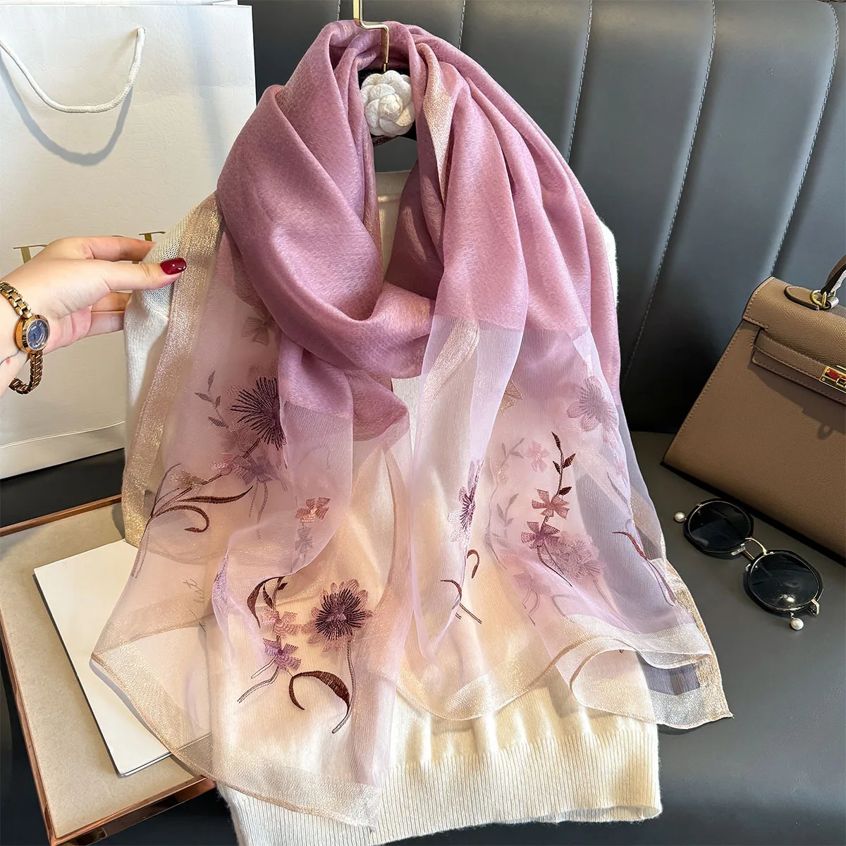

New Spring Summer Sunscreen Travel Scarf for Women Light Thin Travel Shawl Warp Luxury Elegant Long High Quality Scarves Hijab