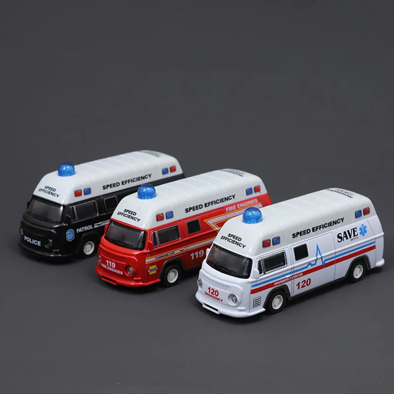 

High quality 1:50 alloy pull back fire truck model,Simulation sound and light rescue vehicle toy,ambulance toy,free shipping