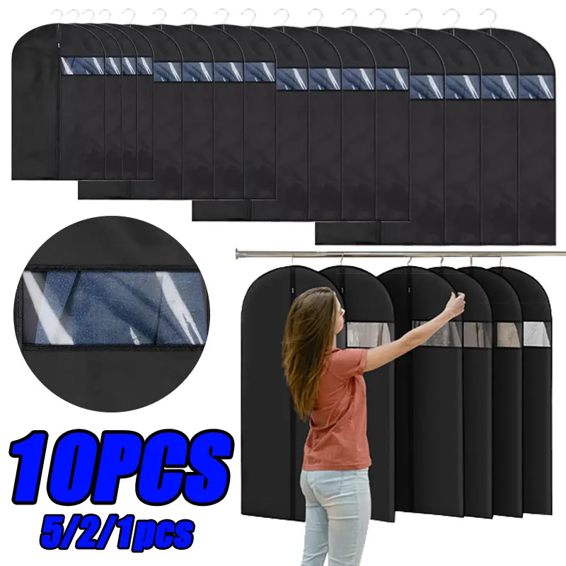 

10/1PCS Dustproof Clothing Covers Waterproof Clothes Dust Cover Coat Suit Dress Protector Hanging Garment Bags Closet Organizer