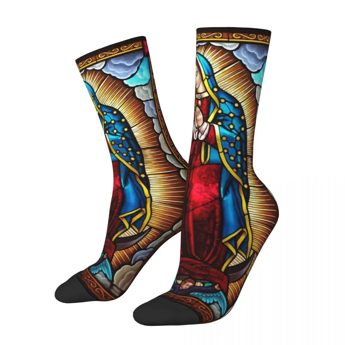 Calcetines con estampado 3D de la Virgen María para hombre y mujer, calcetín Unisex de ciclismo, estilo callejero, Crazy