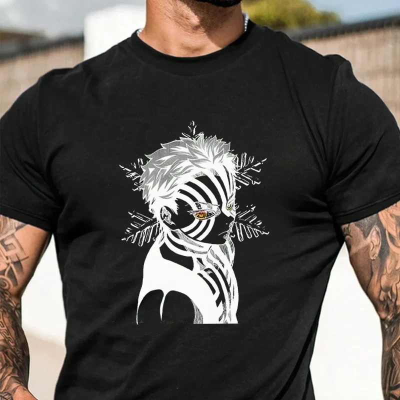 

Футболка в стиле ретро-аниме и манги для мужчин, унисекс, в стиле хип-хоп, уличная одежда, повседневная, с коротким рукавом