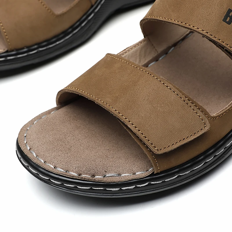 Erste Schicht Rindsleder Neue Herren Casual Hausschuhe Rutschfeste Sommer Strand Sandalen Geeignet für Outdoor Freizeit Sport Strand – Detail 8