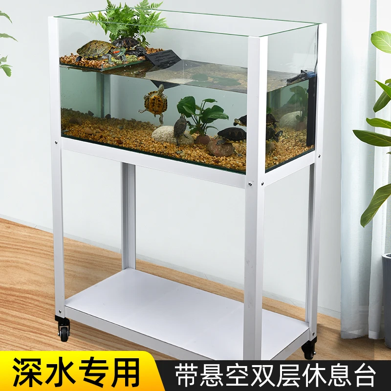 

Turtle feeding tank ecological landscaping large amphibious tank duplex double-layer movable turtle special large glass tank
