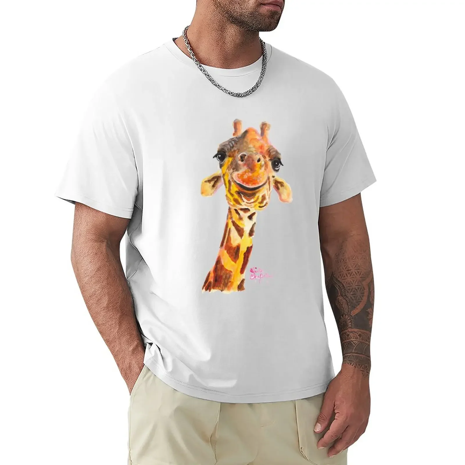 Nosey Giraffe ' Jo ' by Shirley MacArthur T-Shirt Aesthetic clothing summer tops anime clothes plain t shirts men