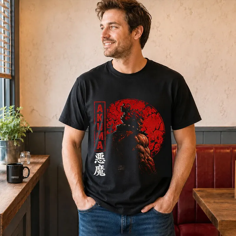 Akuma Street Fighter T shitr Cool Anime Gamer Gift 0813 Retro Arcade Fighting Game Tee Hadouken World Warriors Unisex Top S-6XL