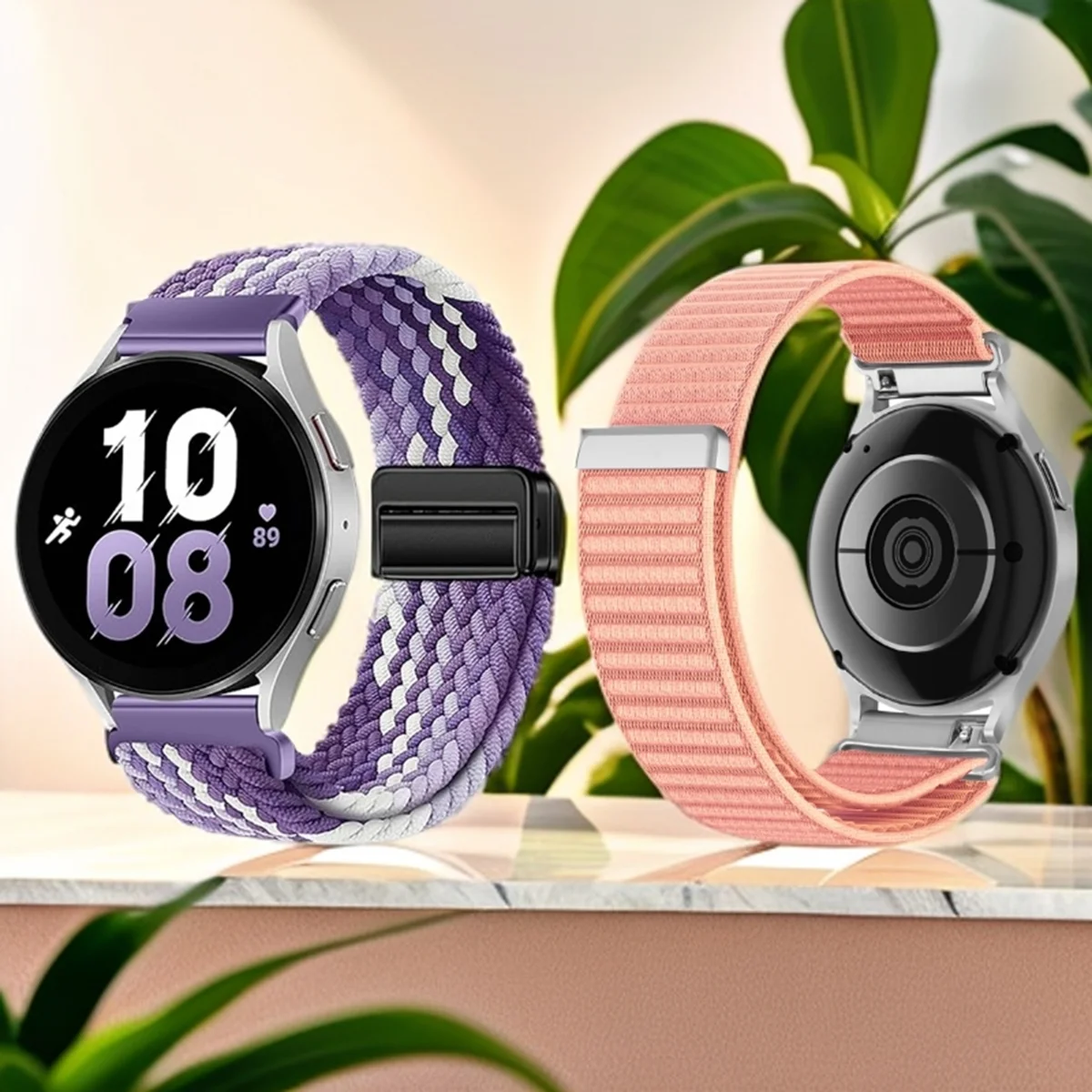 2 قطعة حزام مضفر مغناطيسي + حزام الفيلكرو لساعة هواوي GT6 GT5 GT4 الفرقة للمرأة رجل النايلون حزام (استيك) ساعة لساعة Garmin venu