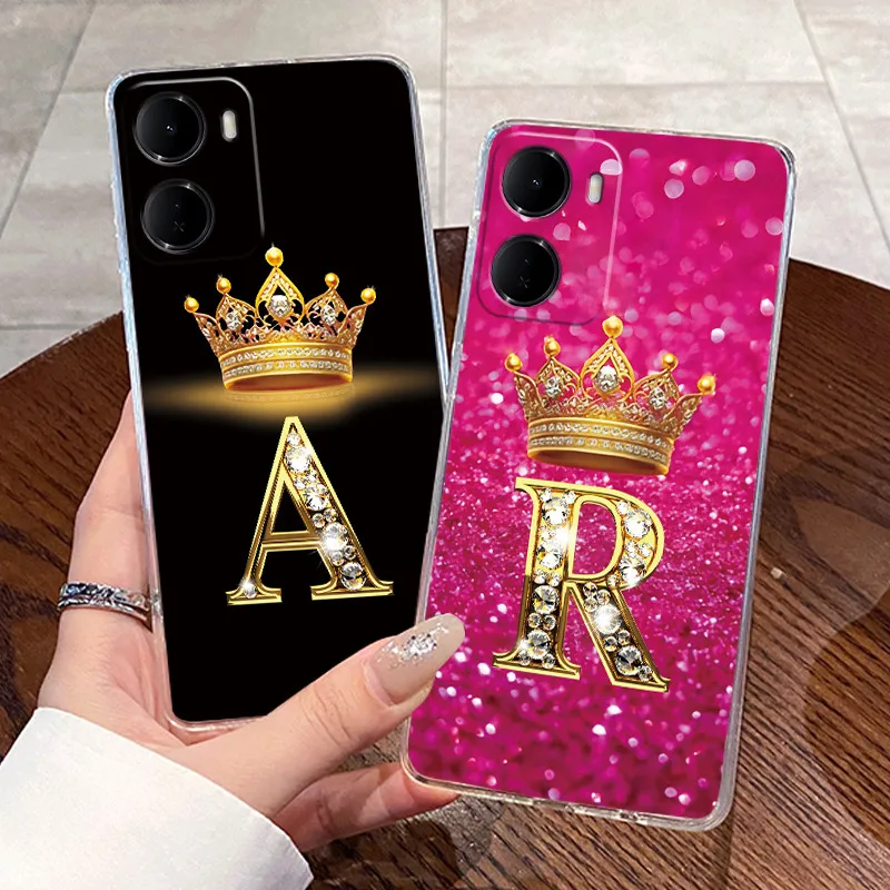 Phone Case For Redmi 15a 5G Transparent TPU Soft Cover For Redmi 15a 5G Newest Letter Crown Pattern Shockproof Couple Shell