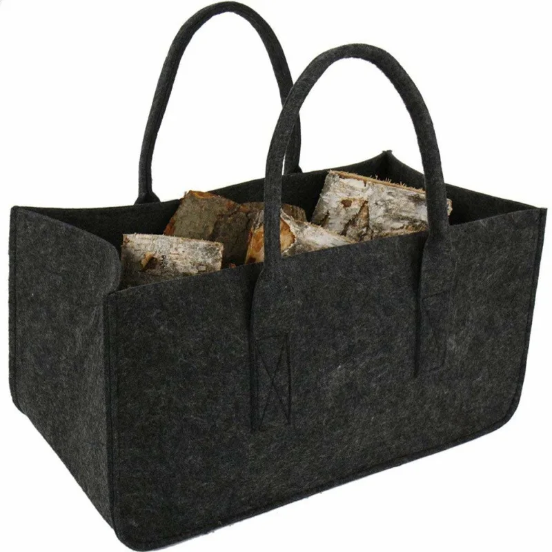 Felt Storage Bag Fireplace Wood Organizer Bags Shopping Basket Magazine Rack Firewood Pocket Home Storage Bags Holder