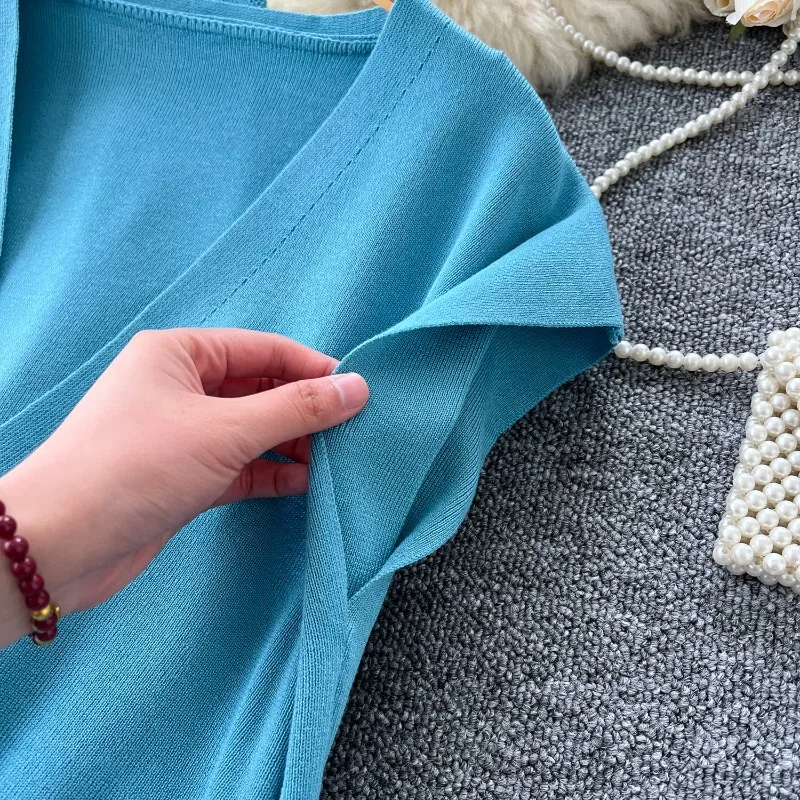 Autumn Winter High Quality Knitted Cardigan Waistcoat Shawl Inner Turtleneck Sweater High Waist Wide Leg Trousers Women 2-piece