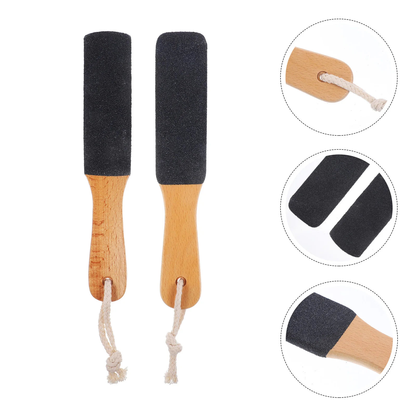 

2Pcs Foot File Double-Sided Black Silicone Carbide Wooden Handle Foot Callus Remover Pedicure Exfoliating File Dead Skin Remover