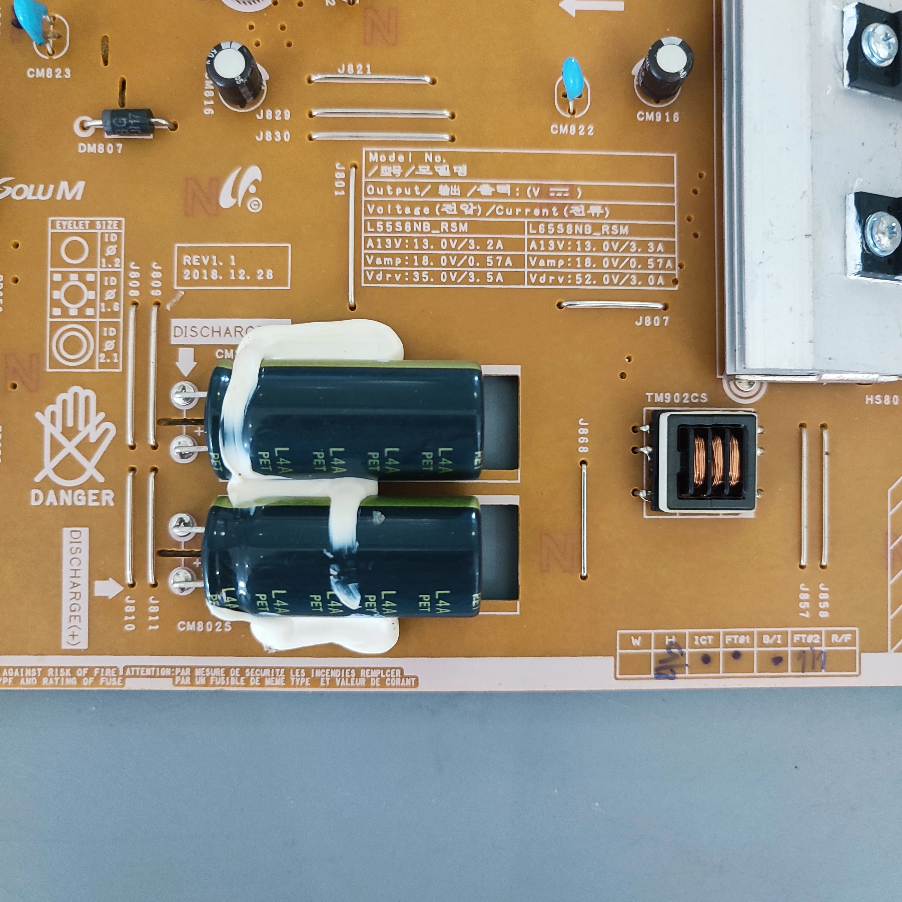 BN44-00986B L65S8NB_RSM  QA65Q80RAW POWER SUPPLY BOARD Has Been Tested To Work Properly Applicable FOR  TV(Refer to R452)