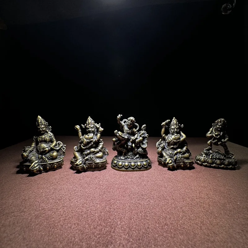 

Brass Five-way Caishen Small Buddha Statue Ornament Caishen Decoration Ornament Tibetan Tantra