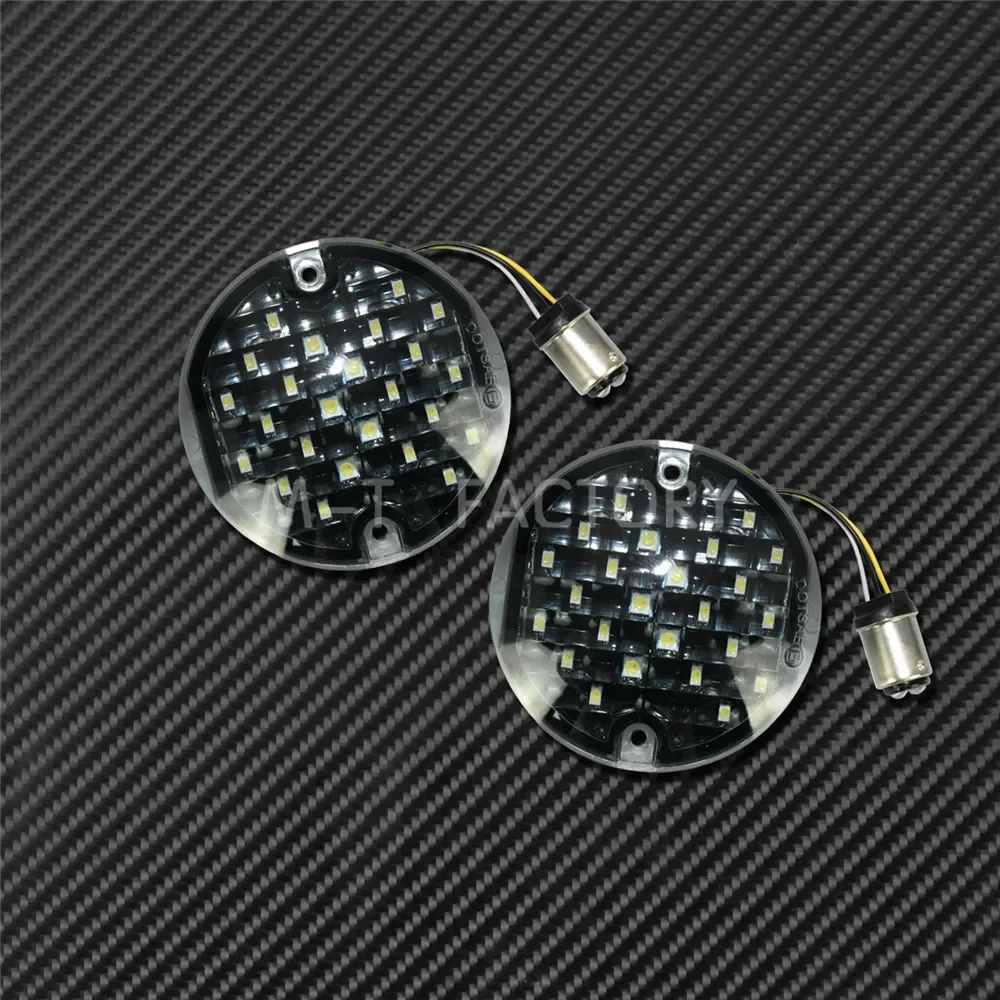 Motorcycle LED Turn Signal Panel Inserts Light 1157 E Mark 3-1/4 Flat Lamp For Harley Touring Softail Road King Electra Clide