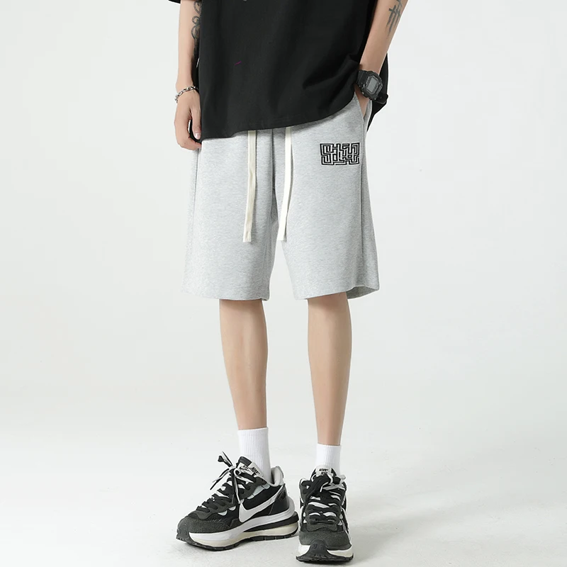 

Light ey Men's Sport orts Summer Thin Loose Five-Quarter Straight Casual American Baskeall Pants Trendy Faionable Cargo