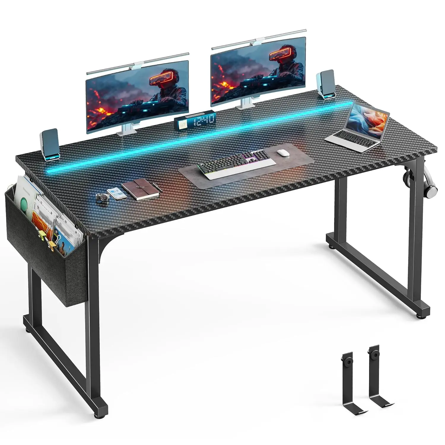 

55-дюймовый светодиодный игровой стол с сумкой для хранения, крючок для наушников, домашний офис, письменная рабочая станция, металлический каркас, по индивидуальному заказу