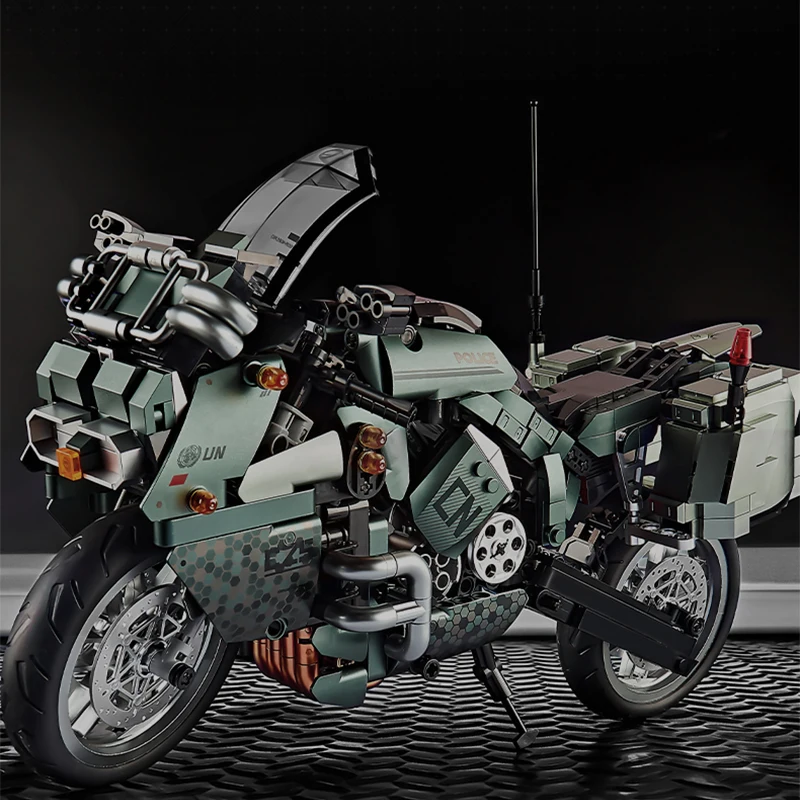 865 stücke Explosion Proof Motorrad Bausteine Technische Kreative Militär Serie Motorrad Ziegel Spielzeug für Kinder Erwachsene Geschenke