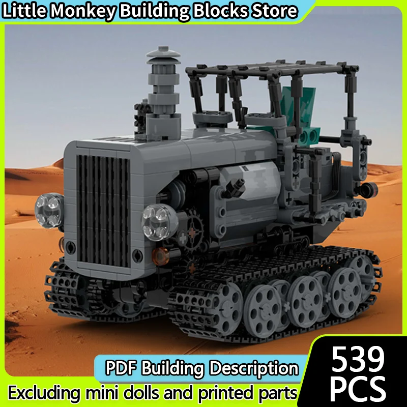 

City Car Model MOC Building Bricks Grey Tracked Type Tractor Modular Technology Children Holiday Gifts Assemble Toys Suit