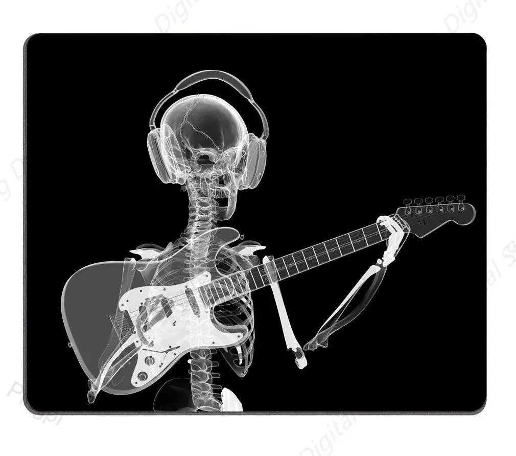 

Game Mouse Pad Abstract X-Ray Skull Head Wearable Earphones Playing Guitar Art Computer Anti Slip Mouse Pad