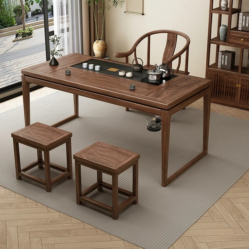 مجموعة طاولة شاي وكرسي للشرفة، وغرفة معيشة من الخشب الصلب، وطاولة قهوة عائلية بسيطة