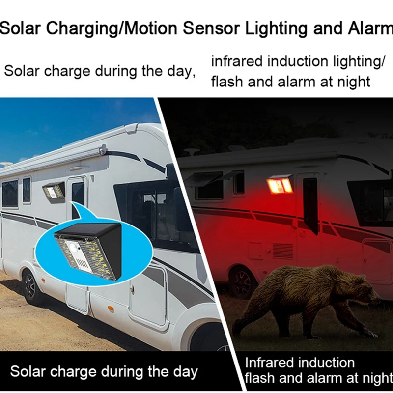 Zonne Licht Alarm Lamp Afstandsbediening Beveiliging Bewegingssensor Alarm Sirene 129db Detector Voor Thuis Tuin Buiten Duurzaam