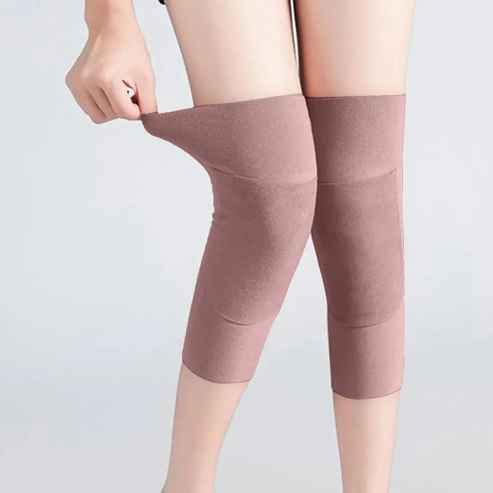 แขนรองเข่าพร้อมกระเป๋าด้านหน้าสําหรับเครื่องอุ่น Anti-SLIP WARM Leggings ความยืดหยุ่นสูงกํามะหยี่เข่ารั้งกีฬา