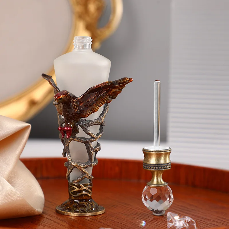 60 X 25ml Vintage Empty Glass Perfume Bottle with Metal Zinc Alloy Powerful Eagle Decorative Refillable Container Scent Bottles