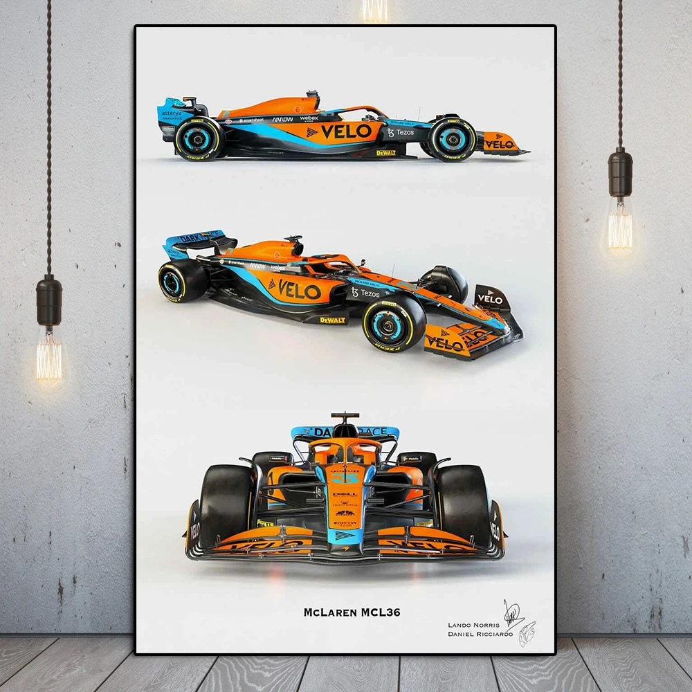 

Super Formula Grand Prix MCL36 Racing Poster Racer Norris Sports Car Canvas Painting Ricciardo Supercar Wall Art Room Decor Gift