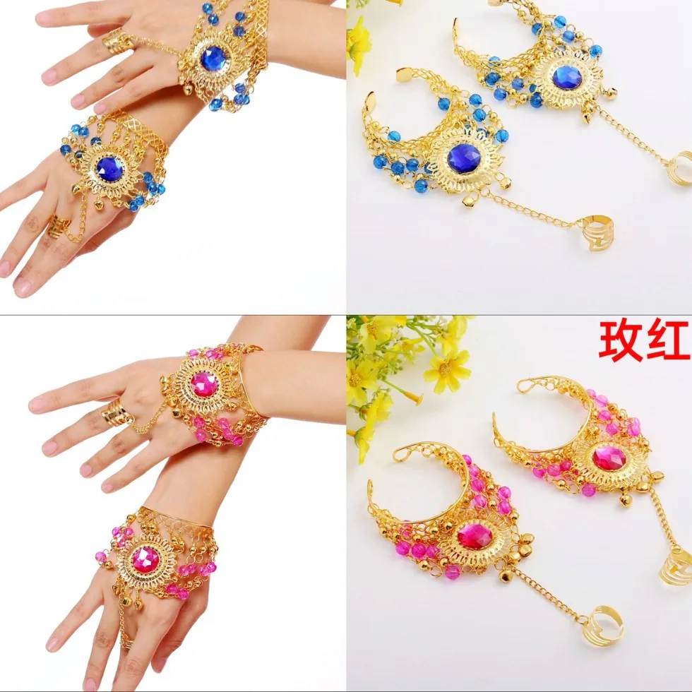 Accessori per la danza del ventre Gioielli per donne Set di braccialetti per copricapo di ballerina orientale