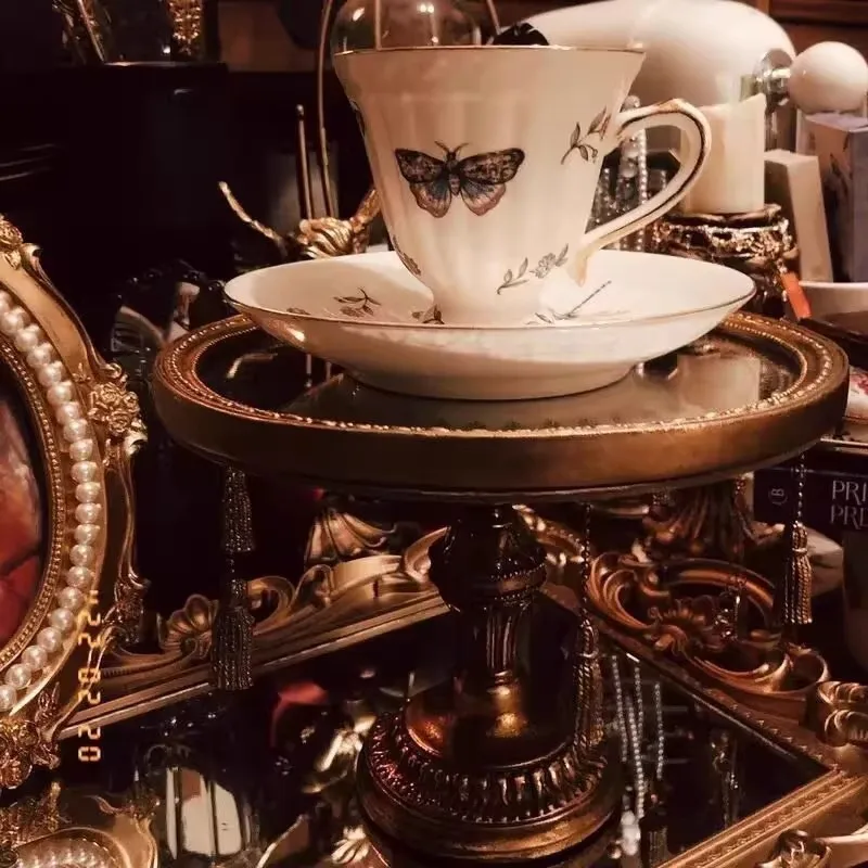 

Mutihome European Baroque Medieval Retro Court Nordic Tray Decoration Photography Nostalgic Props European Vintage Jewelry Tray