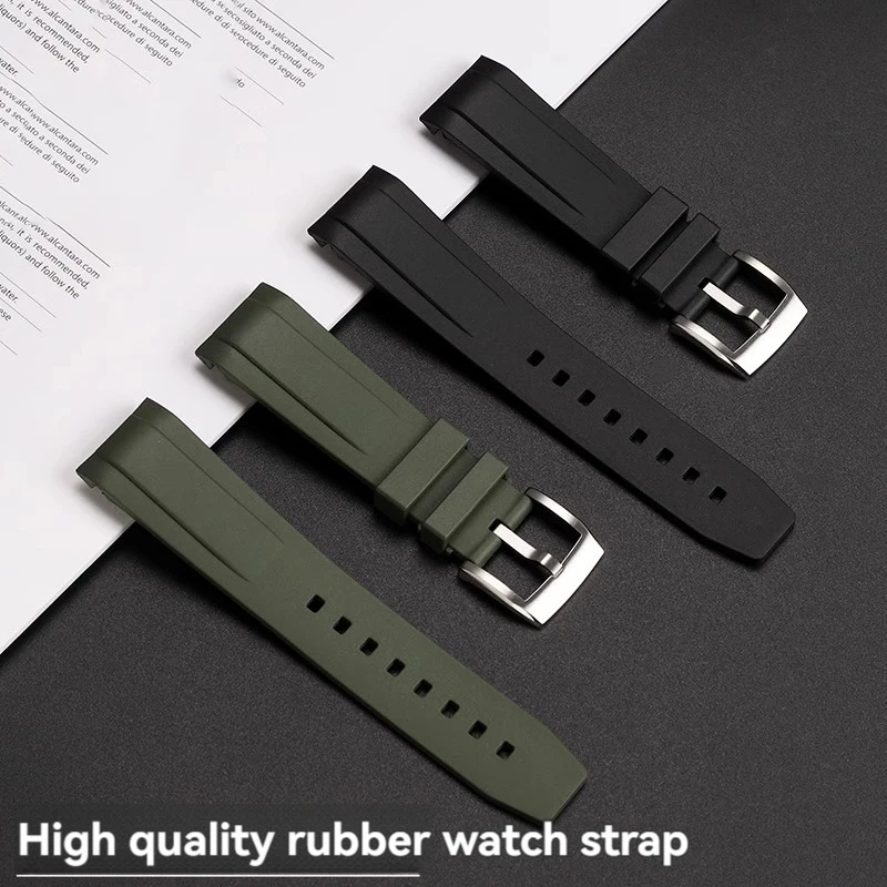 For Longines Classic Reproduction Series L2.838.4 Czech Air Force 1935 Rubber Silicone Watch Strap Men Arc Mouth Watchband 22mm