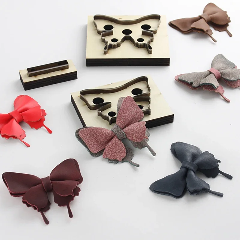 Leather Swallowtail Butterfly Template Wooden Punching Die DIY Handcraft Leather Tool Bowknot Cutting Mould For Bag Decorations